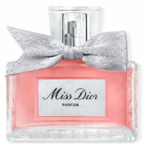 Voorzijde van de klassieke Miss Dior 50 ml parfumfles met de herkenbare strik.