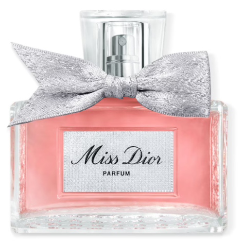 Voorzijde van de klassieke Miss Dior 50 ml parfumfles met de herkenbare strik.