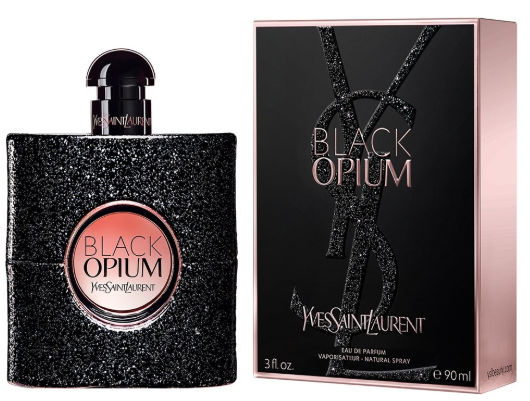 Black Opium 50 ml verpakking naast de parfumfles.